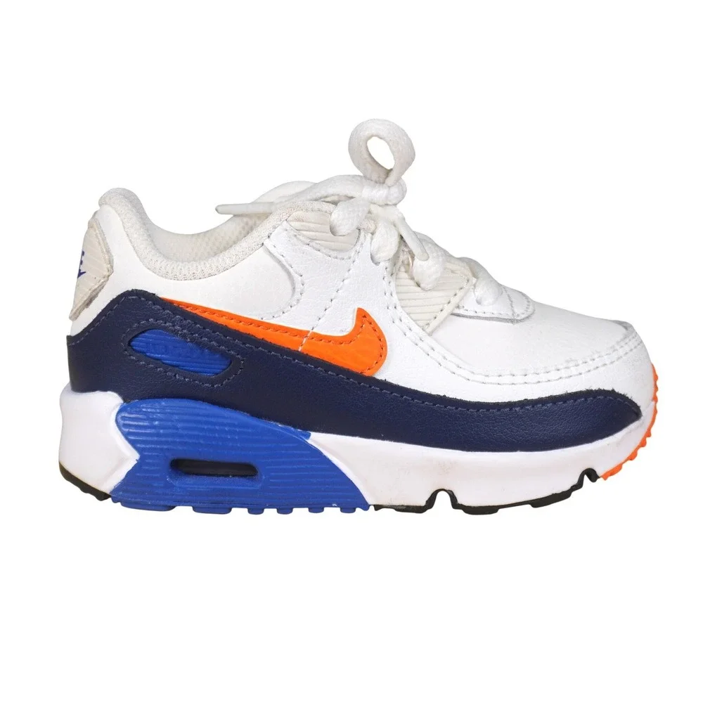 Nike Air Max 90 Toddler 6C White Navy Orange Sneakers CD6868-120 Toddler Shoes